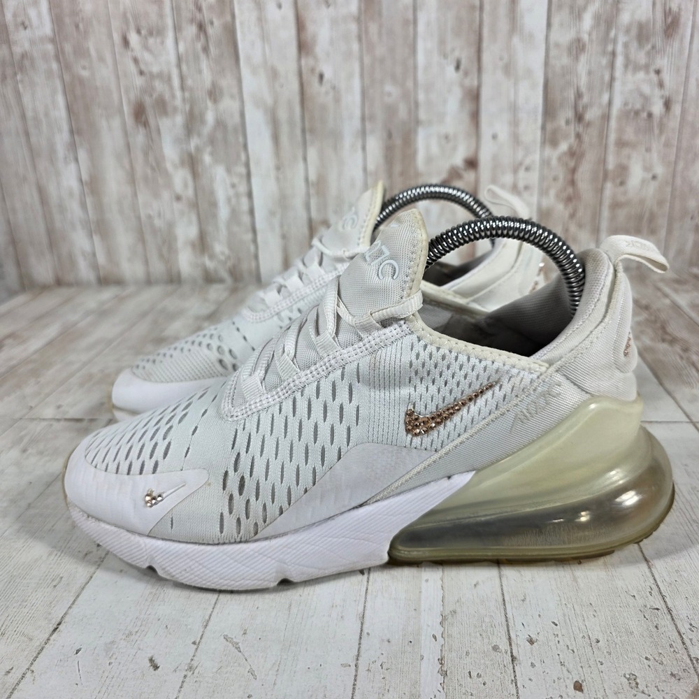 Nike Air Max 270 White Rose Gold Rhinestone Shoes 943345-103 Womens 8 Youth 6.5Y - Picture 4 of 8